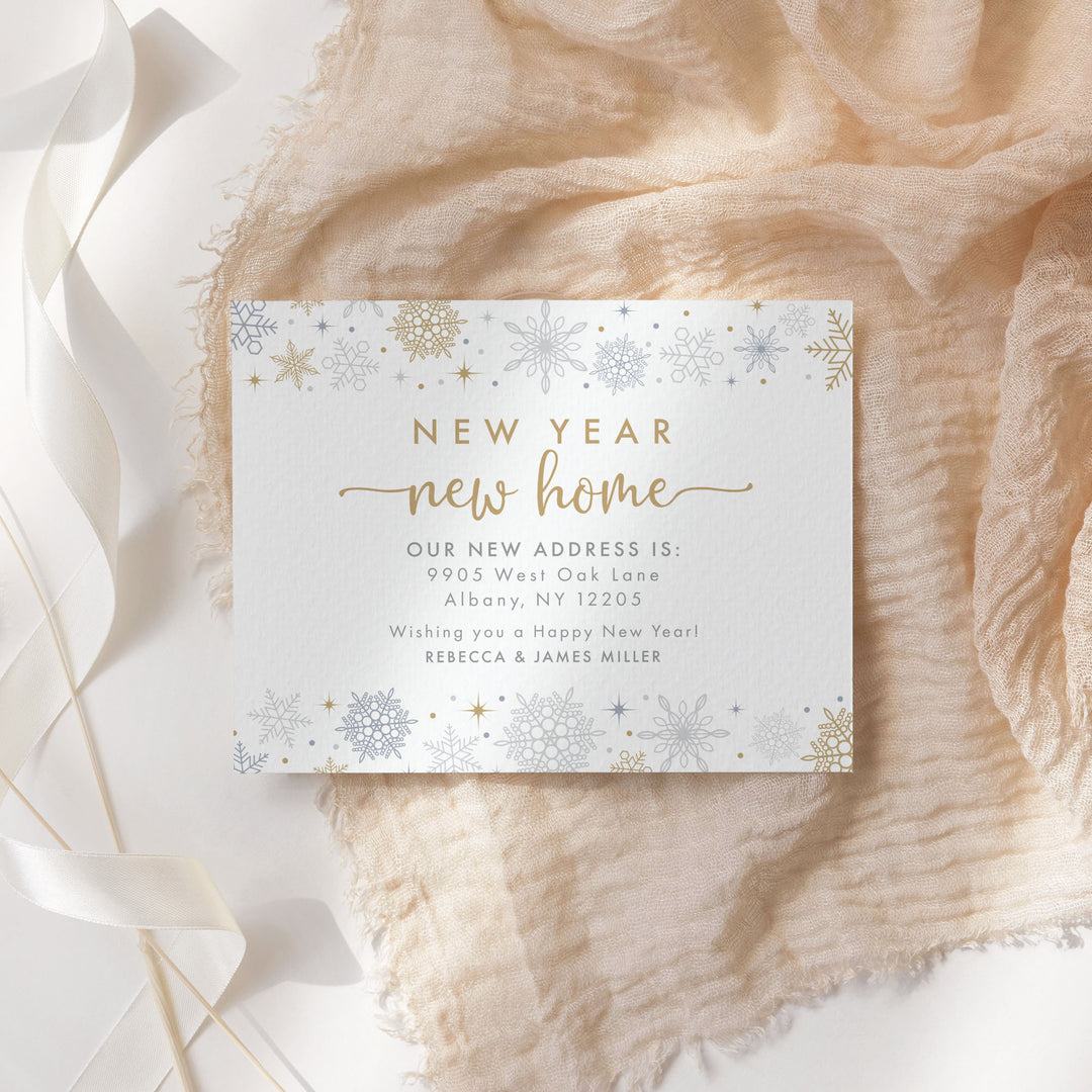 Winter Snowflakes New Year, New Home Moving Announcement