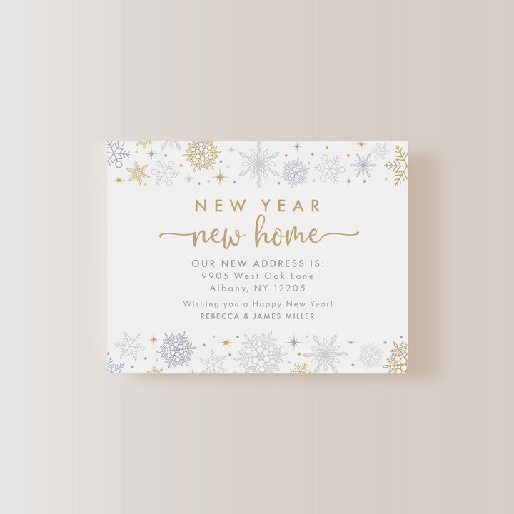 Winter Snowflakes New Year, New Home Moving Announcement