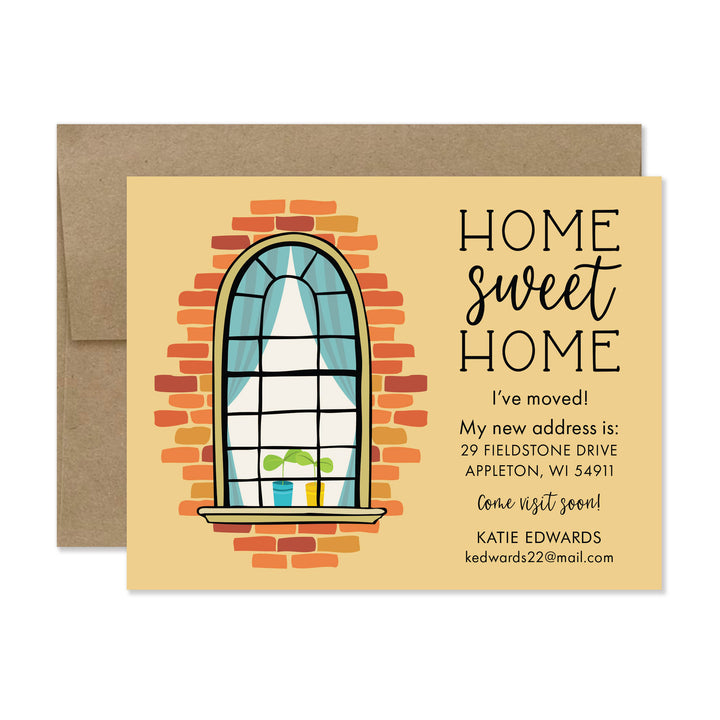 Yellow Home Sweet Home Cards Moving Announcement