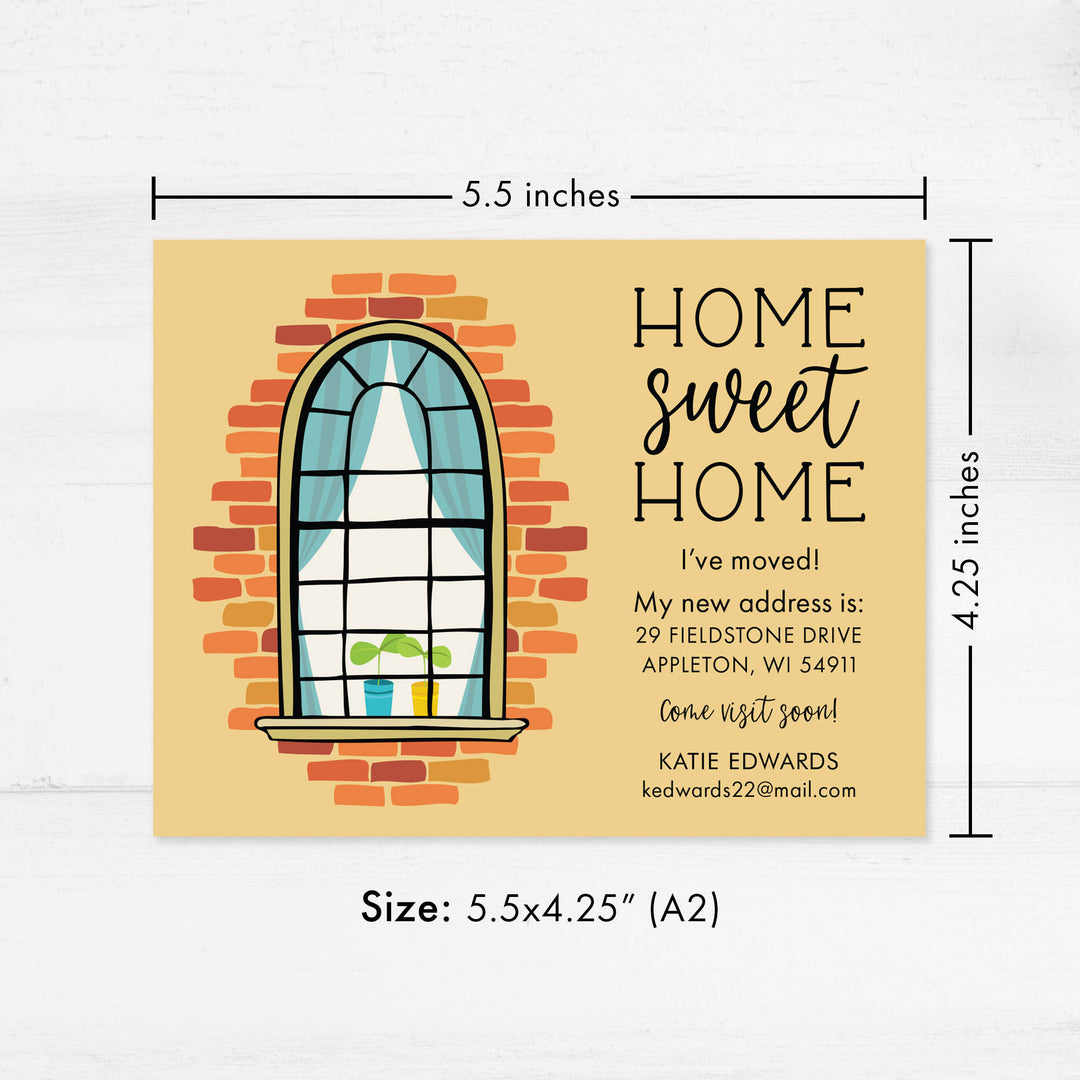 Yellow Home Sweet Home Cards Moving Announcement