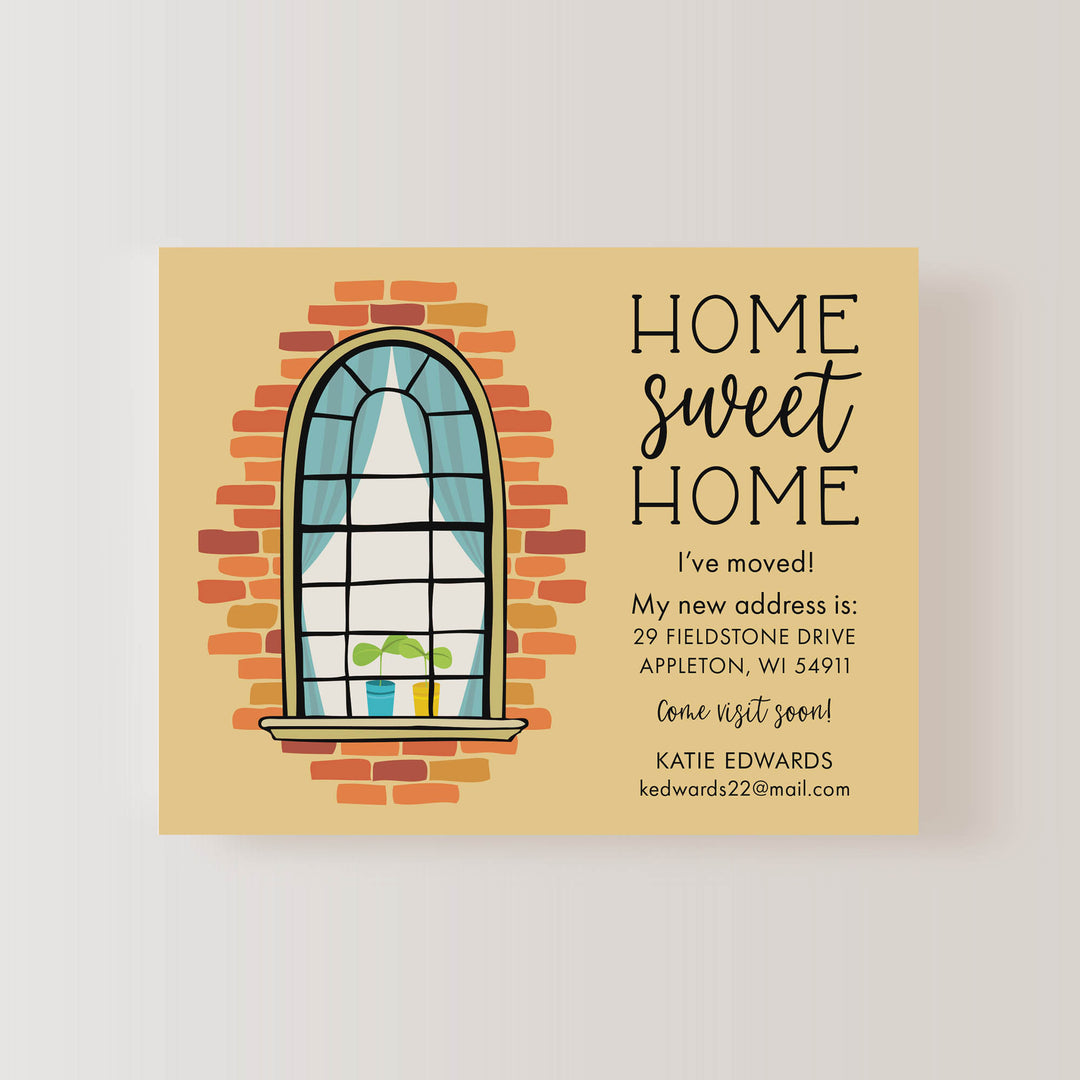 Yellow Home Sweet Home Cards Moving Announcement