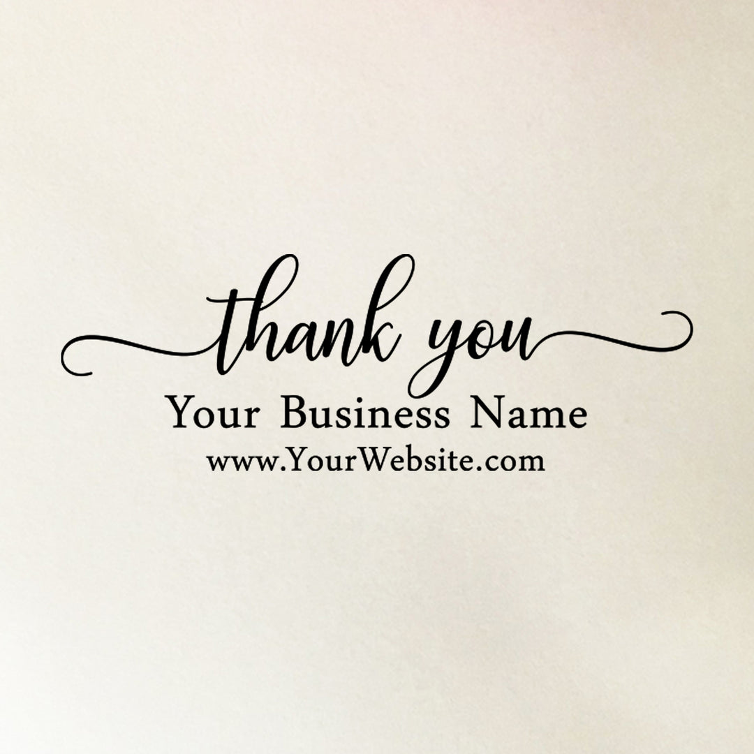 Personalized thank you stamp with business name and website
