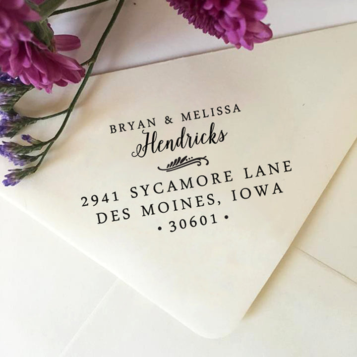 Return Address Stamp for Couples, Self-Inking or Wooden Stamp