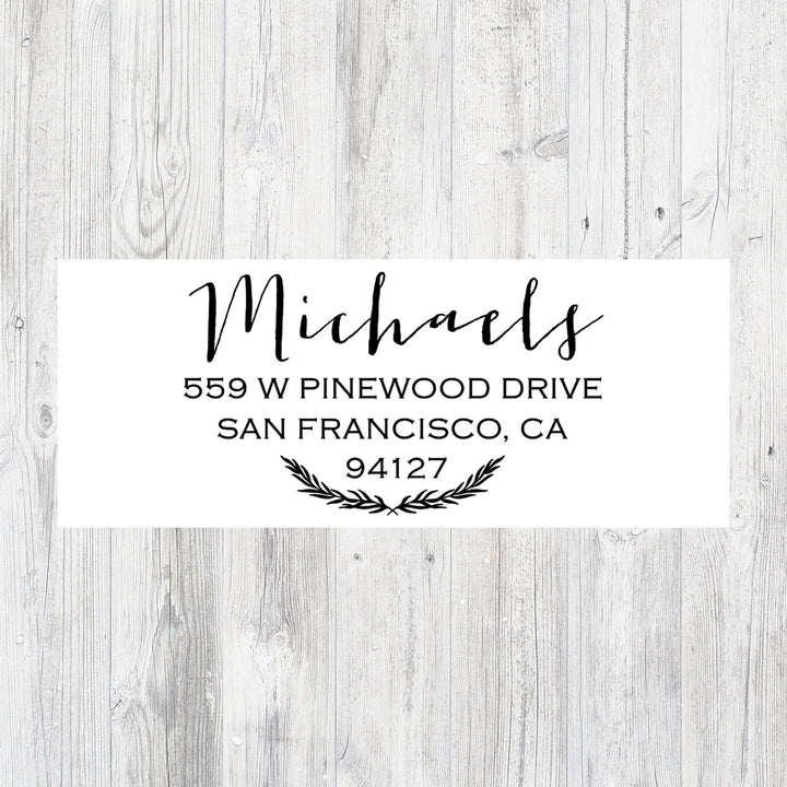 Custom Return Address Stamp, Rustic Leaves Address Stamp