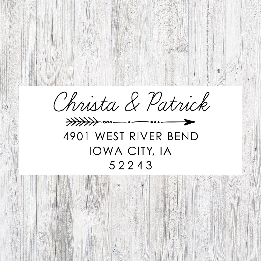 Personalized Modern Wedding Return Address Stamp with Arrow