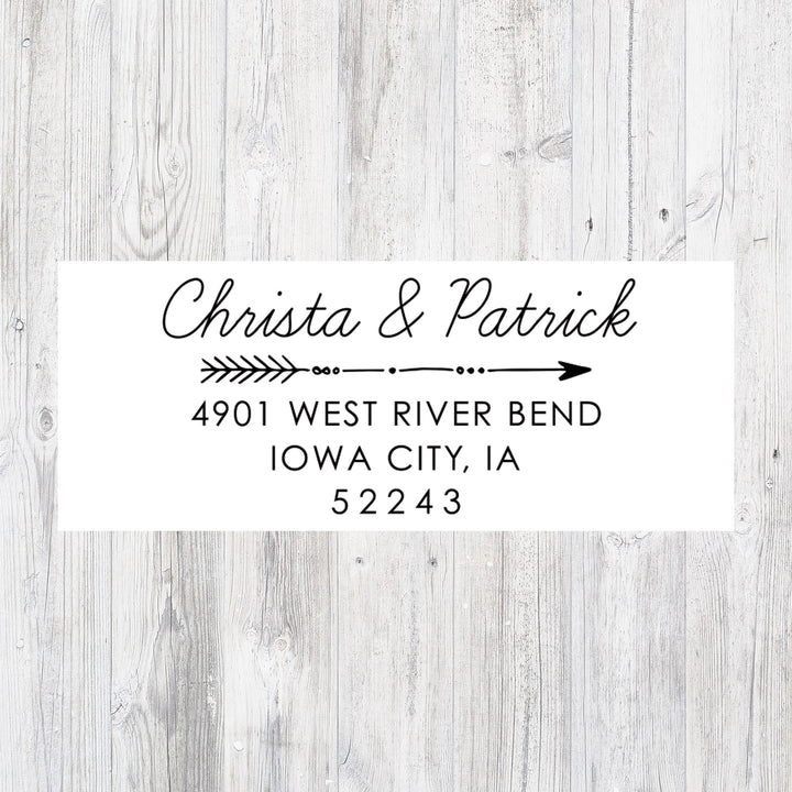 Personalized Modern Wedding Return Address Stamp with Arrow
